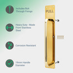 Architectural Pull Handle On Plate - Engraved Pull - 475 x 75mm - PVD Polished Brass - tradefit - 2