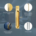 Architectural Pull Handle On Plate - Engraved Pull - 475 x 75mm - PVD Polished Brass - tradefit - 3