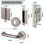 Return To Door Lever on Rose Handle Sash Lock Kit - Satin Stainless Steel - 102mm Hinges - 80mm Lock - tradefit - 3