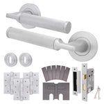 Mode - Grip Satin Chrome Lever on Rose Fire Door Handle Pack - 3 Lever Lock - FD30/60 - tradefit - 1