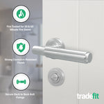 Flores Satin Nickel Lever on Rose Door Handle Kit - Medium Duty FD30/60 - 80mm Bathroom Lock - tradefit - 2