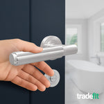 Flores Satin Nickel Lever on Rose Door Handle Kit - Medium Duty FD30/60 - 80mm Bathroom Lock - tradefit - 6