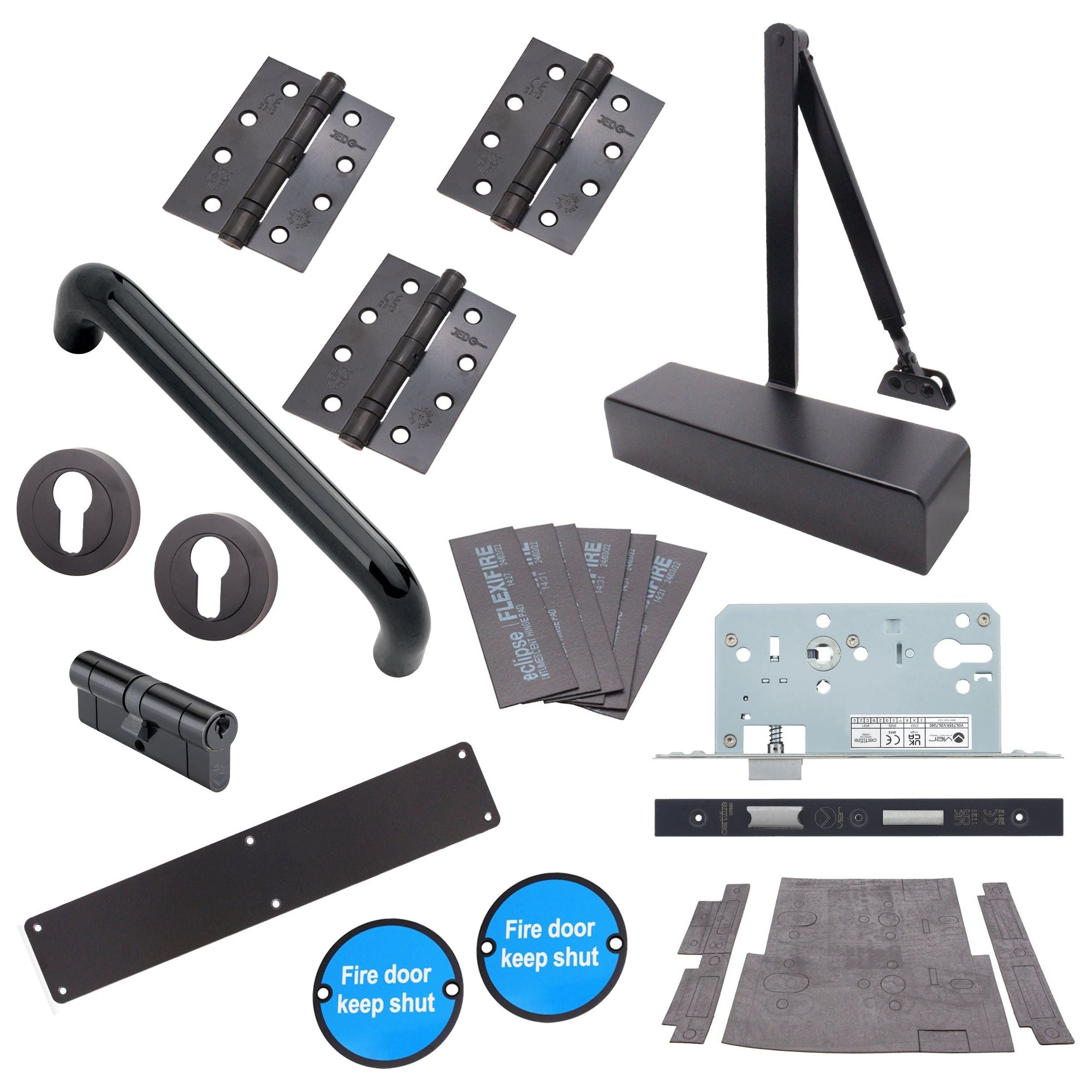 Fire Door Kit Corridor Locking Door Matt Black tradefit