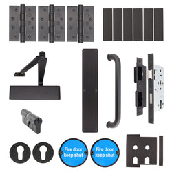 Fire Door Kit - Corridor Locking Door - Medium Duty - Matt Black - tradefit
