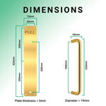 Architectural Pull Handle On Plate - Engraved Pull - 475 x 75mm - PVD Satin Brass - tradefit - 4