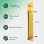 Architectural Pull Handle On Plate - Engraved Pull - 475 x 75mm - PVD Satin Brass - tradefit - 2