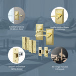 Georgian Rope Edge Scroll Polished Brass Door Handle Pack - 76mm Latch - tradefit - 4