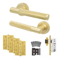 Dumont Satin Brass Lever on Rose Door Handle Kit - Heavy Duty FD30/60 - DIN Latch