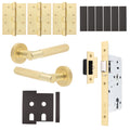 Dumont Satin Brass Lever on Rose Door Handle Kit - Heavy Duty FD30/60 - DIN Latch