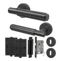 Flores Matt Black Lever on Rose Door Handle Kit - Sashlock