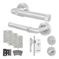 Santana Satin Nickel Lever on Rose Door Handle Kit - Heavy Duty FD30/60 - DIN Bathroom Lock