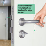 Emergency Escape Lock Kit Door HMO Square DIN Lock - Cylinder & Turn - Satin Stainless Steel - 60mm Backset/ 90mm Case - tradefit - 6