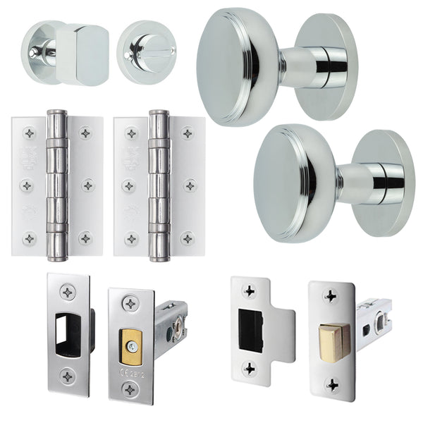 Martil Polished Chrome Mortice Door Knob Kit - 76mm Bathroom Deadbolt - tradefit - Featured Image