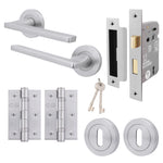 Euroda Satin Chrome Lever on Rose Door Handle Pack - 3 Lever Lock - tradefit - 1