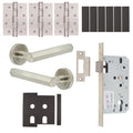 Moreno Satin Nickel Lever on Rose Door Handle Kit - Heavy Duty FD30/60 - DIN Latch