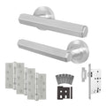 Moreno Satin Nickel Lever on Rose Door Handle Kit - Heavy Duty FD30/60 - DIN Latch