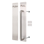 Architectural Pull Handle On Plate & Push Plate Kit - 475 x 75mm - Satin Stainless Steel - tradefit - 1