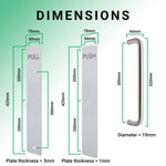 Architectural Pull Handle On Plate & Push Plate Kit - 475 x 75mm - Satin Stainless Steel - tradefit - 4