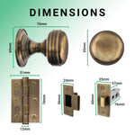 Victorian Ringed Antique Brass Mortice Door Knob Kit - 76mm Latch - tradefit - 3