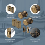 Victorian Ringed Antique Brass Mortice Door Knob Kit - 76mm Latch - tradefit - 4