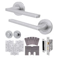 Euroda Satin Chrome Lever on Rose Fire Door Handle Pack - Bathroom - FD30/60