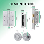 Euroda - Plus Satin Chrome Lever on Rose Fire Door Handle Pack - Bathroom - FD30/60 - tradefit - 5