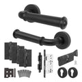 Claro Matt Black Lever on Rose Door Handle Kit - Heavy Duty FD30/60 - DIN Euro Sashlock and Thumbturn Cylinder - Keyed Alike