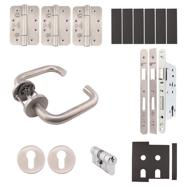 Fire Door Kit - Locking Door - Severe Duty - Double Cylinder Keyed Differ - Satin Stainless Steel - tradefit - Featured Image