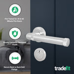 Santana Satin Nickel Lever on Rose Door Handle Kit - Medium Duty FD30/60 - 80mm Euro Sashlock and Thumbturn Cylinder - Master Keyed - tradefit - 3