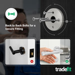 Santana Satin Nickel Lever on Rose Door Handle Kit - Medium Duty FD30/60 - 80mm Euro Sashlock and Thumbturn Cylinder - Keyed to Differ - tradefit - 3