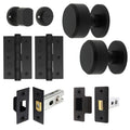 Temara Matt Black Mortice Door Knob Kit - 76mm Bathroom Deadbolt