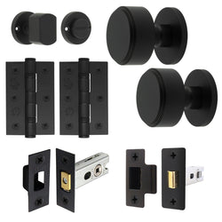 Temara Matt Black Mortice Door Knob Kit - 76mm Bathroom Deadbolt - tradefit