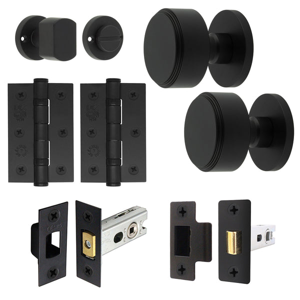 Temara Matt Black Mortice Door Knob Kit - 76mm Bathroom Deadbolt - tradefit - Featured Image