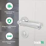 Claro Polished Chrome Lever on Rose Door Handle Kit - 64mm Bathroom Lock - tradefit - 2