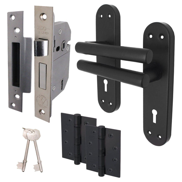 Olbia Matt Black Lever Door Handle Pack – BS3621 5 Lever Lock - tradefit - Featured Image