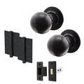 Tudor Black Iron Mortice/Rim Door Knob Kit - 76mm Latch - 76mm Hinges