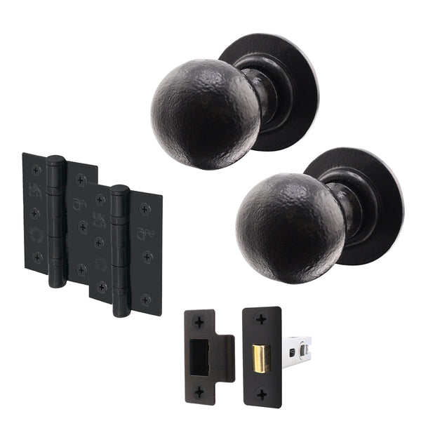 Tudor Black Iron Mortice/Rim Door Knob Kit - 76mm Latch - 76mm Hinges - tradefit - Featured Image