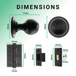 Tudor Black Iron Mortice/Rim Door Knob Kit - 76mm Latch - 76mm Hinges - tradefit - 3