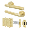 Dumont Satin Brass Lever on Rose Door Handle Kit - 64mm Latch