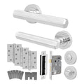 Moreno Polished Chrome Lever on Rose Door Handle Kit - Medium Duty FD30/60 - 80mm Bathroom Lock