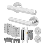 Moreno Polished Chrome Lever on Rose Door Handle Kit - Medium Duty FD30/60 - 80mm Bathroom Lock - tradefit - 1