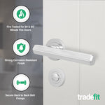 Moreno Polished Chrome Lever on Rose Door Handle Kit - Medium Duty FD30/60 - 80mm Bathroom Lock - tradefit - 2