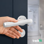 Moreno Polished Chrome Lever on Rose Door Handle Kit - Medium Duty FD30/60 - 80mm Bathroom Lock - tradefit - 6