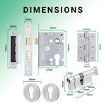 Euroda - Plus Satin Chrome Lever on Rose Door Handle Pack - 3 Lever Lock & Thumbturn Cylinder - tradefit - 5