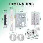 Euroda Satin Chrome Lever on Rose Door Handle Pack - Euro Lock & Thumbturn Cylinder - tradefit - 5