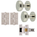 Martil Satin Nickel Mortice Door Knob Kit - 76mm Latch