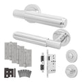 Flores Polished Chrome Lever on Rose Door Handle Kit - Heavy Duty FD30/60 - DIN Bathroom Lock