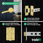 Bosa Satin Brass Lever on Rose Door Handle Pack - 76mm Latch - tradefit - 8