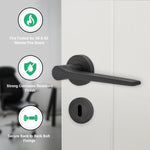 Tapera Matt Black Lever on Rose Door Handle Kit - Medium Duty FD30/60 - 80mm Sashlock - tradefit - 2