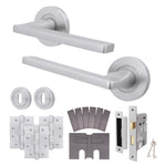 Euroda Satin Chrome Lever on Rose Fire Door Handle Pack - 3 Lever Lock - FD30/60 - tradefit - 1